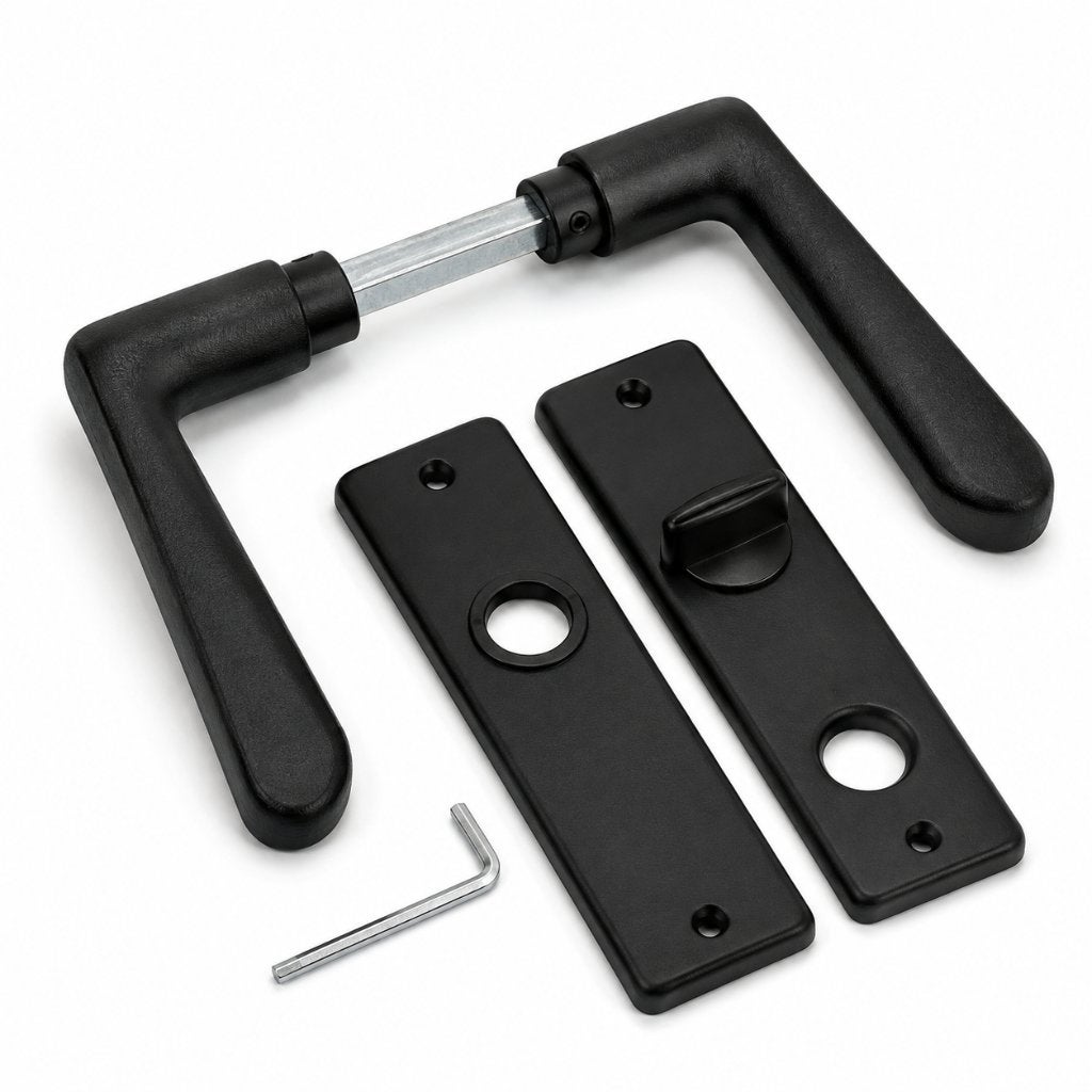 Zwarte Deurklinkset met Langschild en WC-/Badkamersluiting, Overige materialen, ., Nieuw, Ophalen of Verzenden