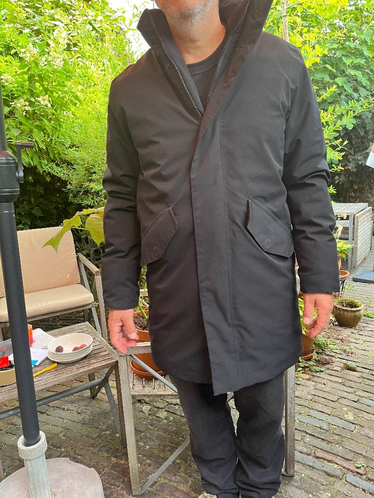 Elvine heren winterjas, half lang, Ophalen, Maat 48/50 (M), Zwart, Zo goed als nieuw