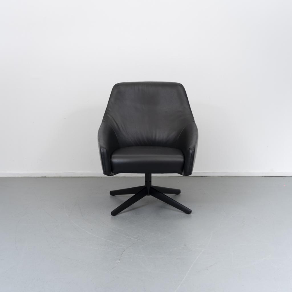 1x Montis Puk Low draai fauteuil zwart leder, Niet ingevuld, Niet ingevuld, Leer, Ophalen of Verzenden
