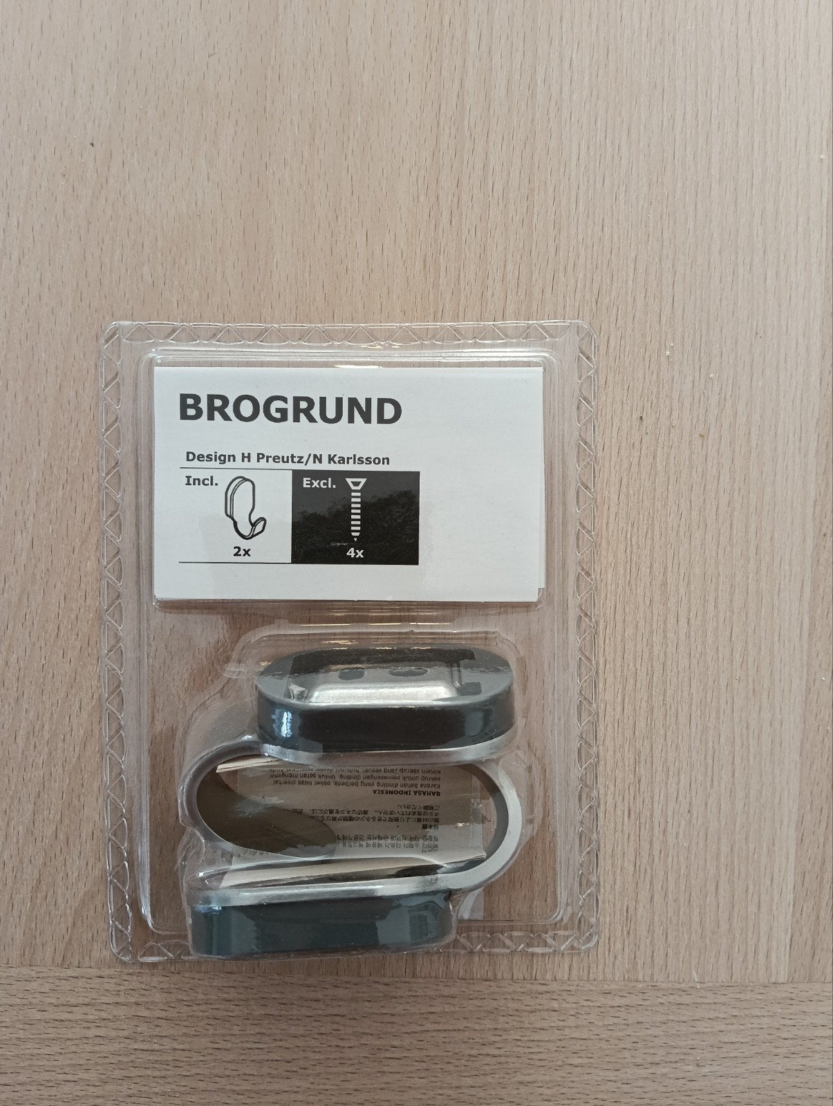 IKEA BROGRUND Haken (2 stuks) - Nieuw in verpakking, Ophalen of Verzenden, Nieuw, Zilver, Metaal
