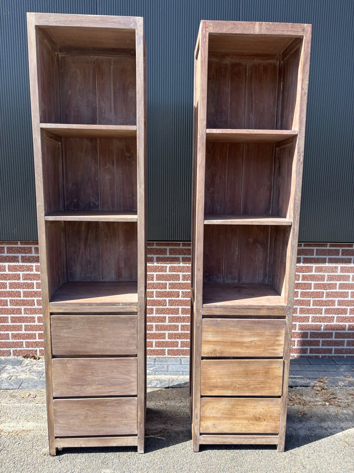 Teakhouten Troubadour boekenkasten los te koop, Met plank(en), 200 cm of meer, Teakhout, Zo goed als nieuw