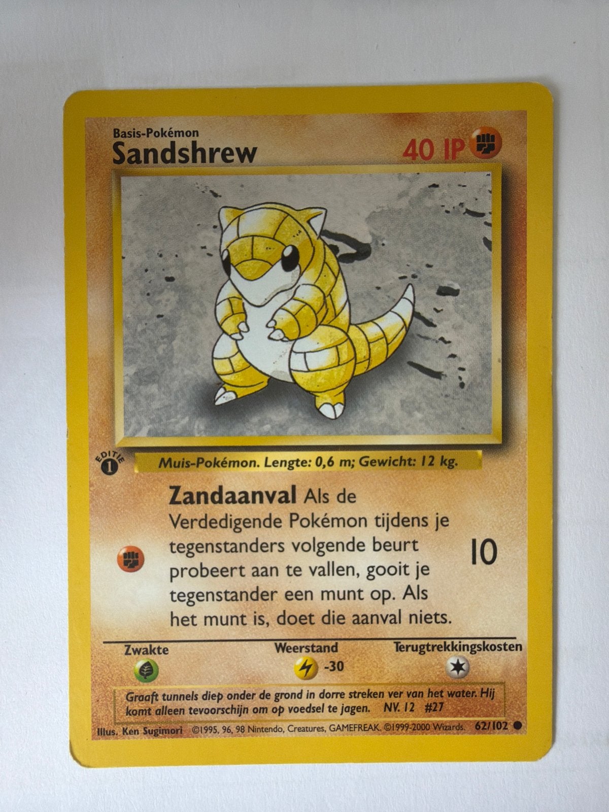 Pokémon Sandshrew Kaart - Basis-Pokémon (02/102), Ophalen of Verzenden, Gebruikt, Losse kaart