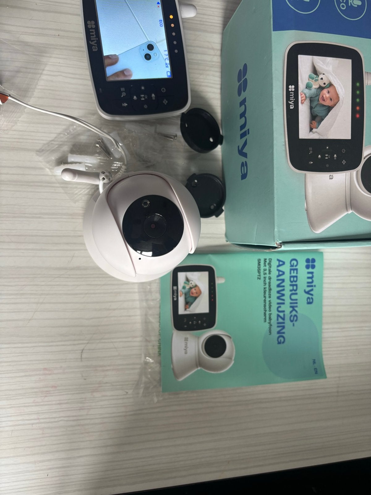 Miya Video Babyfoon SM35PTZ met 3.5 inch scherm, Ophalen of Verzenden, Zo goed als nieuw, 100 tot 250 meter, Camera