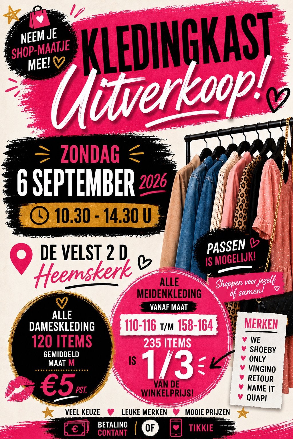 6 september Kledingkast Meiden uitverkoop Heemskerk, Ophalen, Zo goed als nieuw, Overige maten