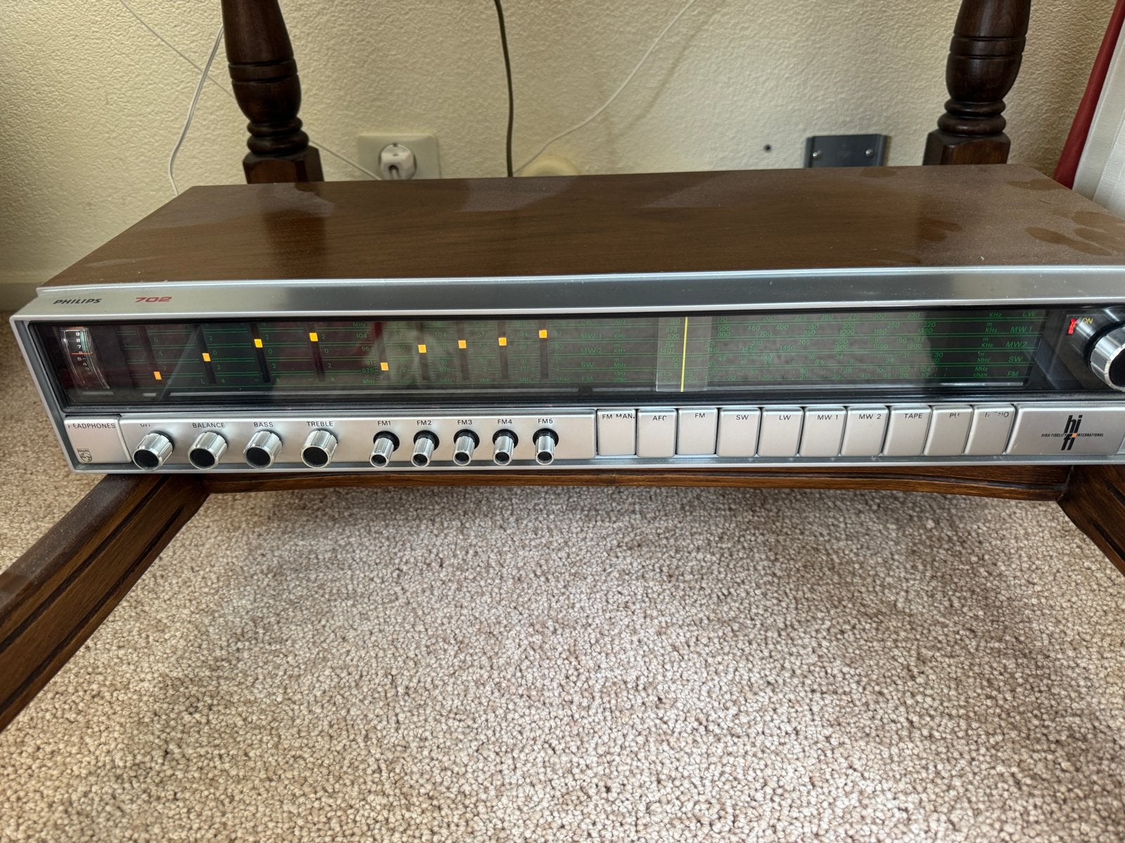 Philips 702 Radio - Hifi Stereo Receiver + incl. Boxen, Ophalen, Gebruikt, Radio