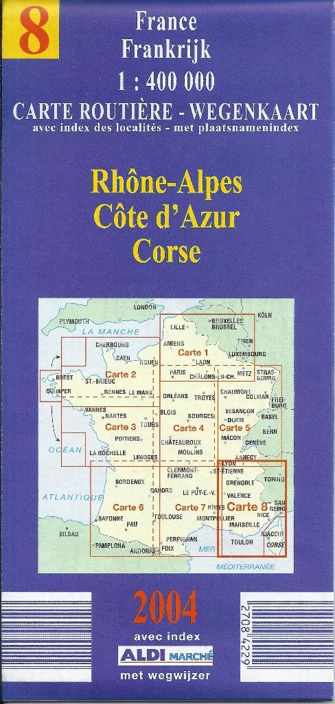 Plx840 plattegrond nr8 Rhone-alpes cote d;azur corsica, Ophalen of Verzenden, Zo goed als nieuw, 2000 tot heden, Landkaart