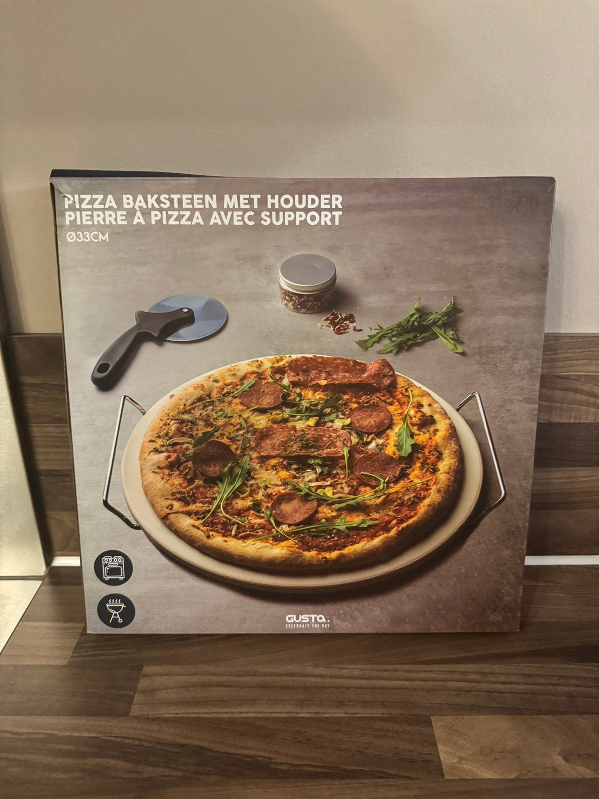 Gusta Pizza baksteen met houder 33cm, Ophalen, Nieuw