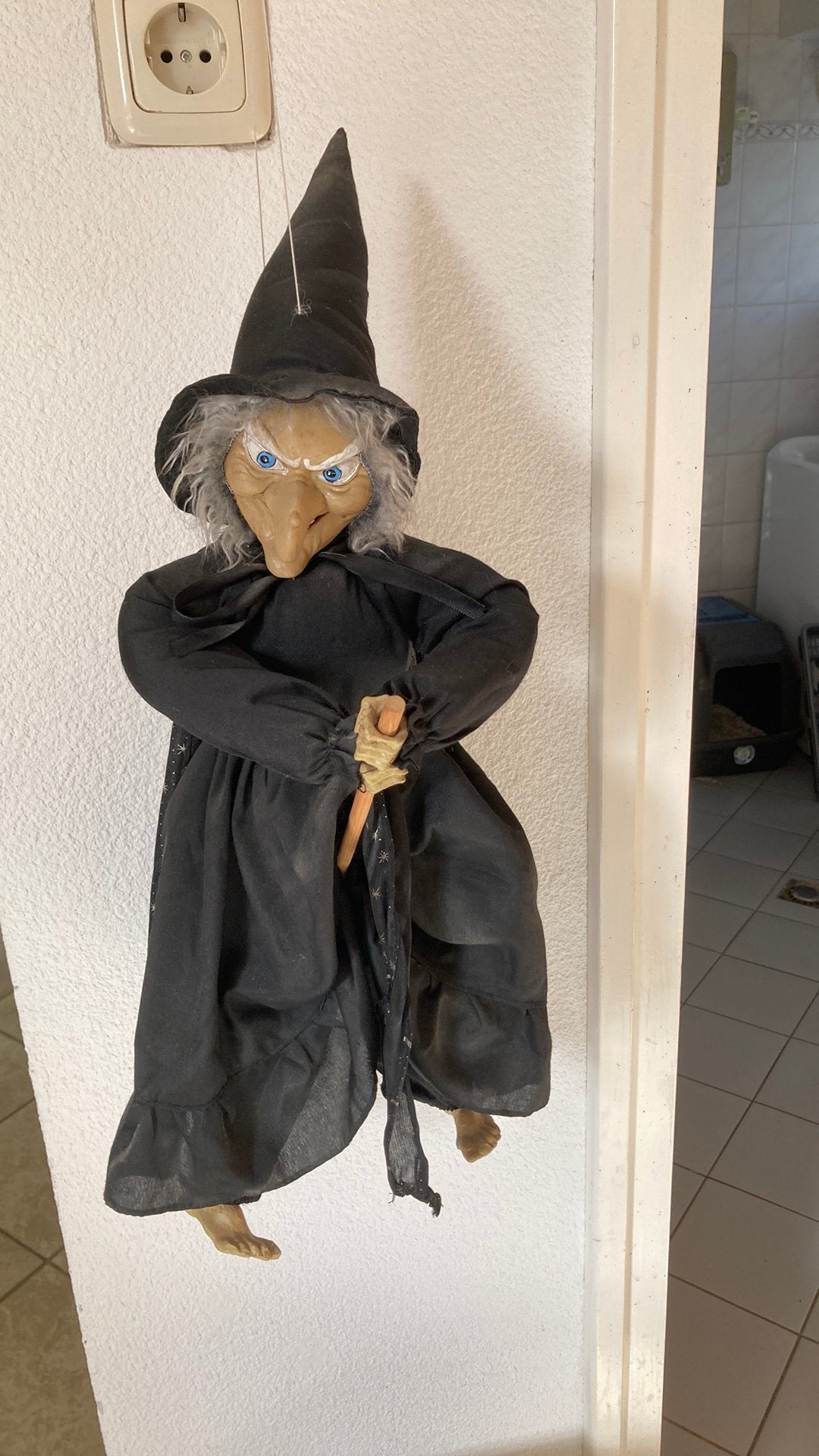 Heks op bezemsteel, Overige materialen, Overige stijlen, Ophalen of Verzenden, Gebruikt
