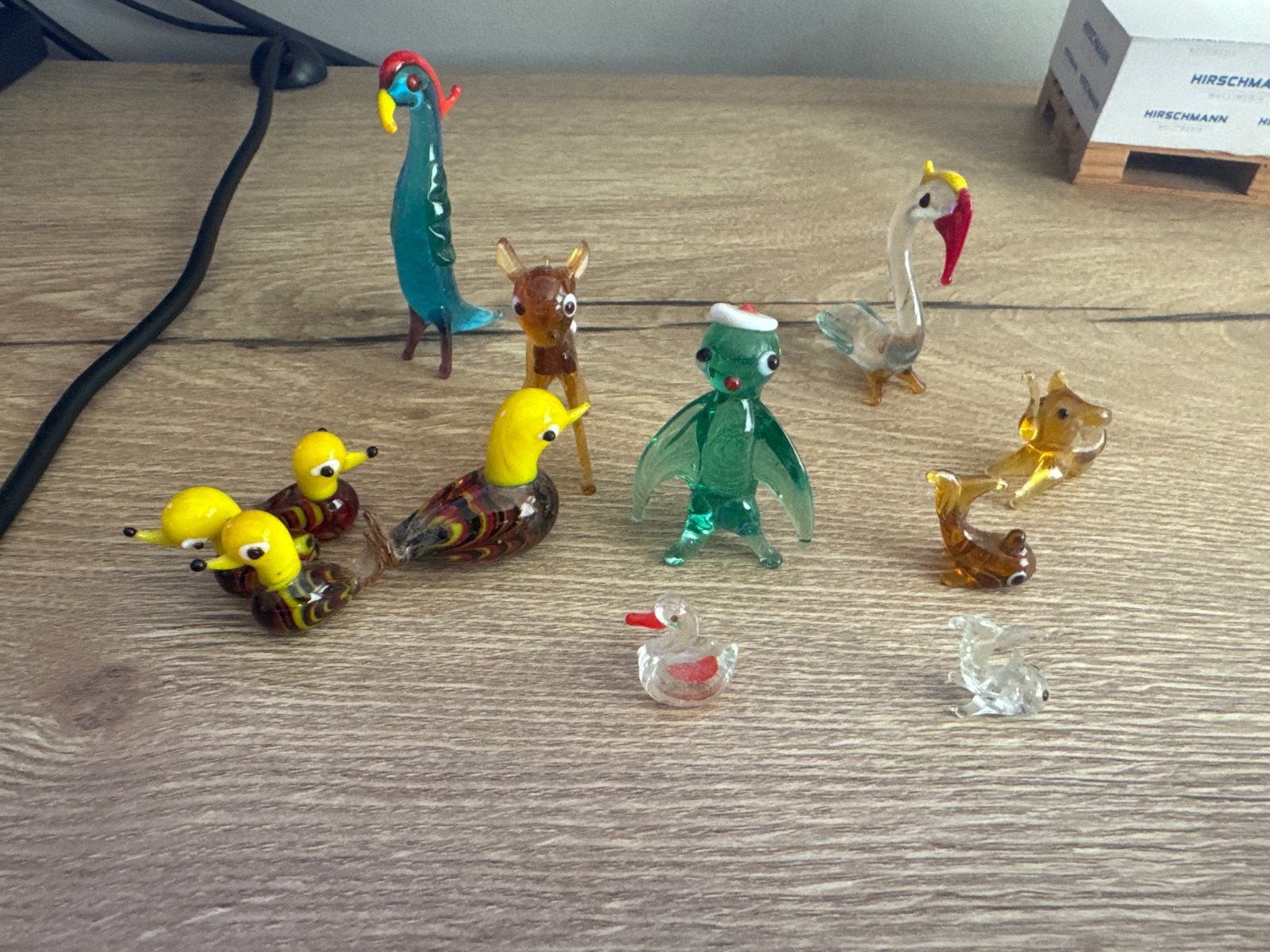 Collectie van 9 glazen dierfiguren, Ophalen of Verzenden, Zo goed als nieuw, Overige soorten, Beeldje of Figuurtje