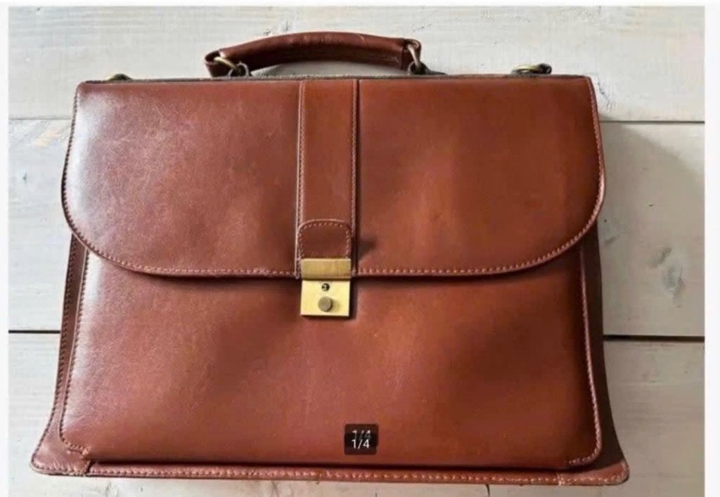 Vintage tas/ kantoortas/ laptoptas vele vakken, Gebruikt, Bruin, Ophalen of Verzenden, X