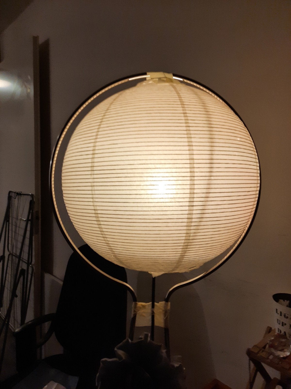Grote papieren bol vloerlamp - Oosterse stijl, Ophalen, Gebruikt, Metaal, E27 (groot)