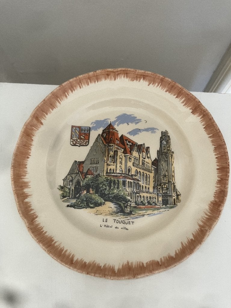 Vintage wandbord van stadhuis van Le Touquet-Paris-Plage., Ophalen of Verzenden