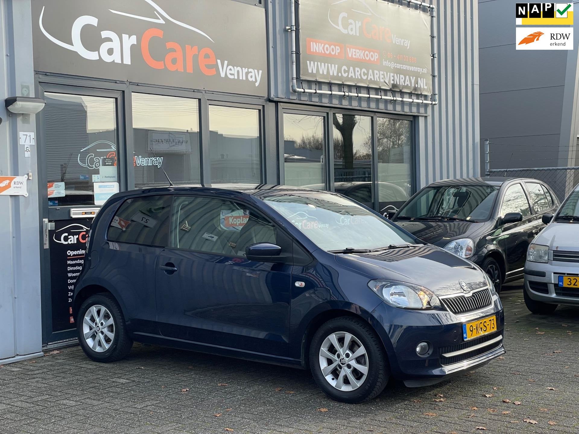 Skoda Citigo 1.0 Greentech Arctic Air|APK07-2026|NAVI|AIRCO|, Voorwielaandrijving, Euro 5, Stof, Zwart