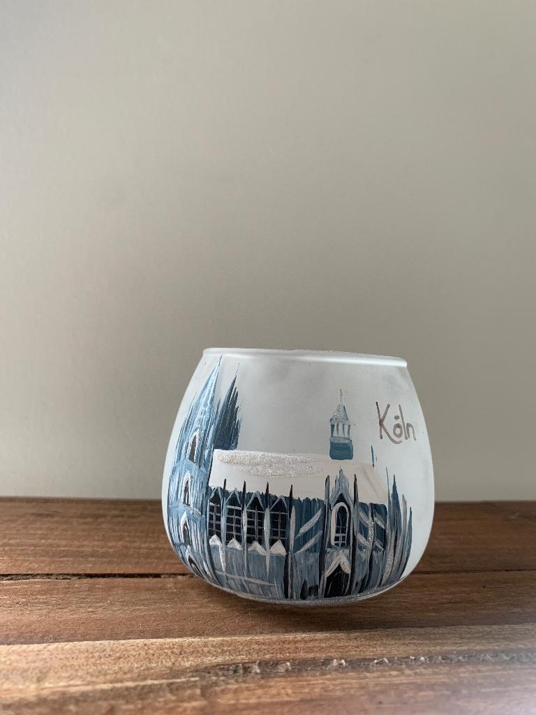 Candle holder hand painted, Ophalen, Overige materialen, Gebruikt, Blauw