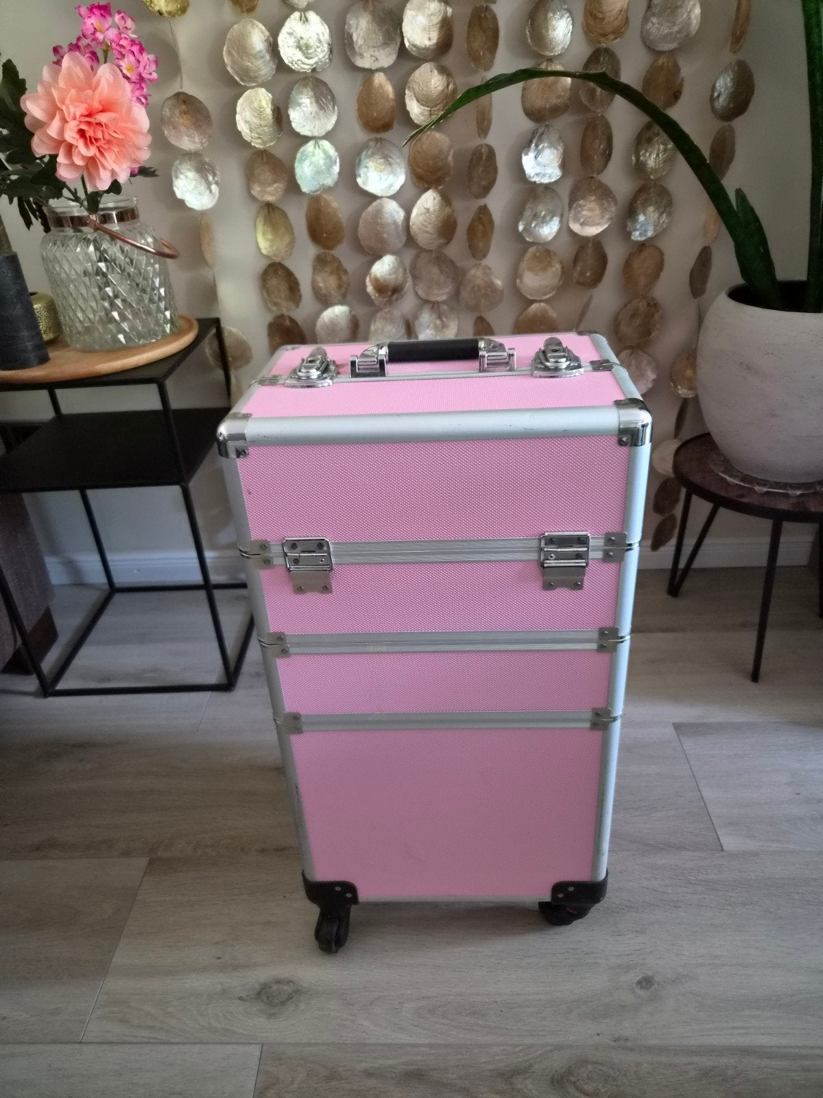 Visagiste of kappers trolley - Roze hardcase, Ophalen, Gebruikt, Roze, Hardcase