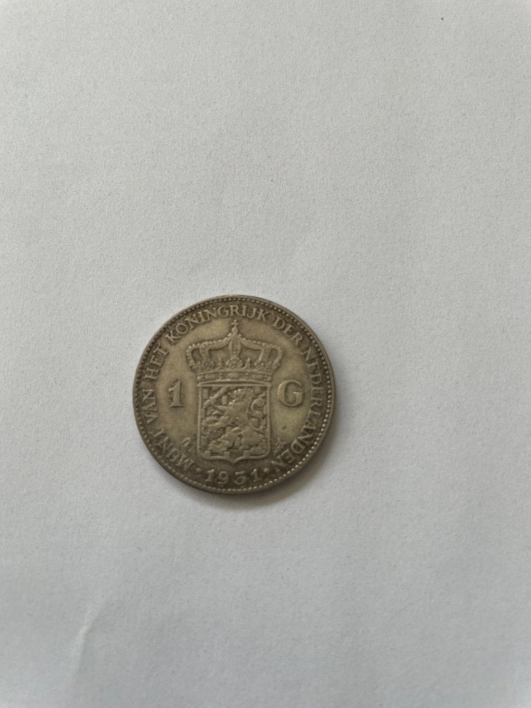 Zilveren 1 Gulden munt Koningin Wilhelmina 1931, 1 gulden, Zilver, Ophalen of Verzenden, Koningin Wilhelmina