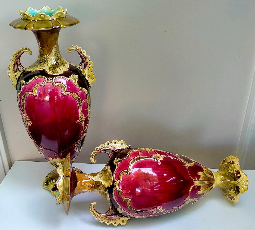Antieke Italiaans Majolica Vaas - Set Grote Vazen - 1Koop, Ophalen of Verzenden