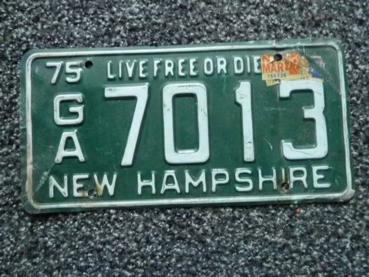 Kentekenplaat licenseplate New Hampshire 1975 USA, Verzenden, Gebruikt, Auto's