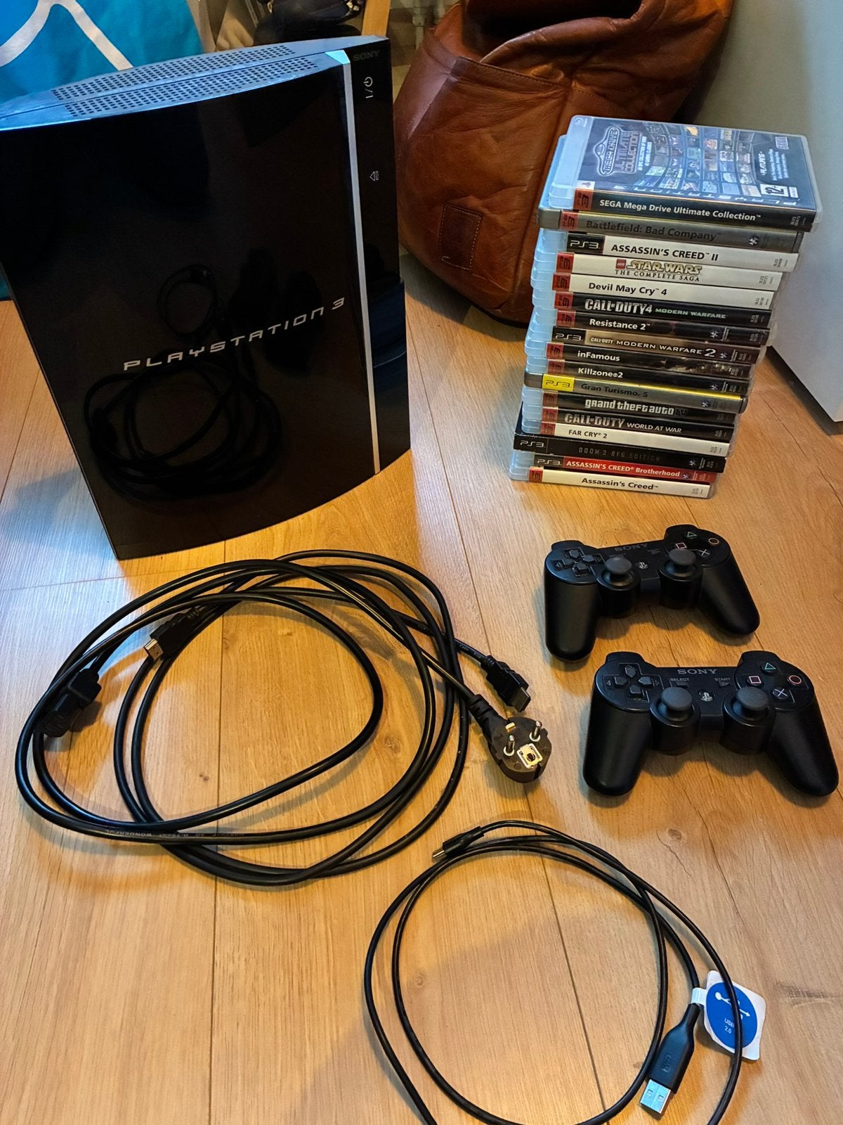 Playstation 3 Phat, Spelcomputers en Games, Spelcomputers | Sony PlayStation 3, Ophalen, Gebruikt, Met 2 controllers, Phat