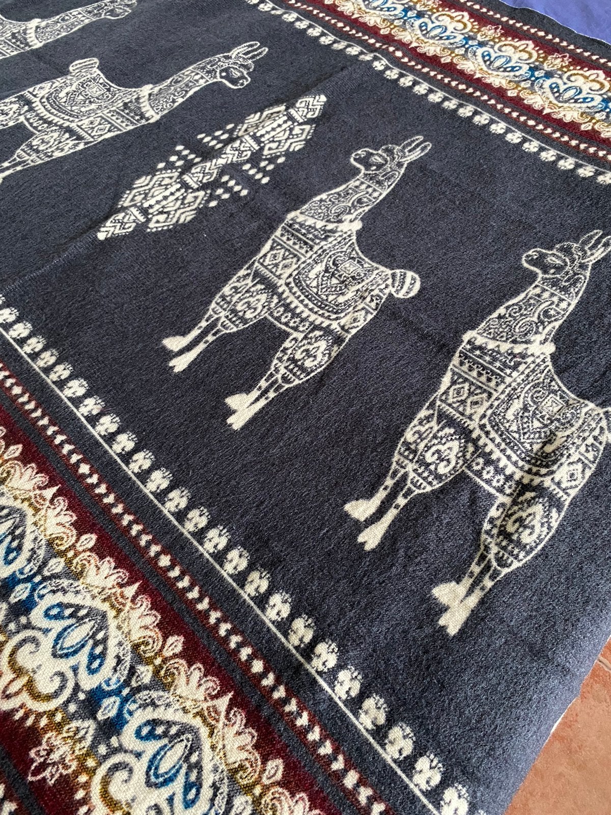 Alpaca wollen deken - 115 x 200 cm - grijs / creme - NIEUW, Ophalen of Verzenden, Nieuw