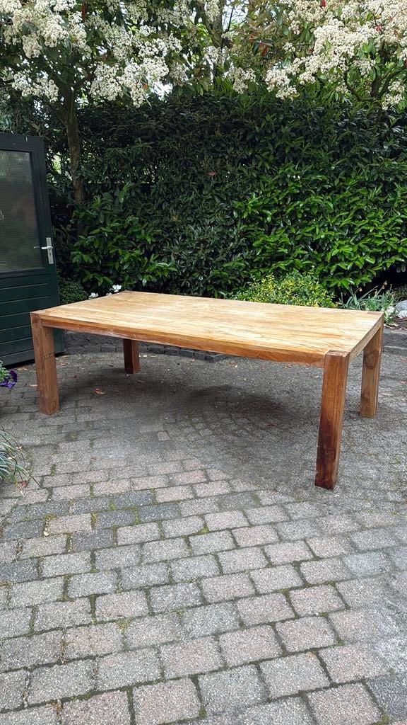 Teak houten tafel, Huis en Inrichting, Tafels | Eettafels, Ophalen, 100 tot 150 cm, 200 cm of meer, Zo goed als nieuw