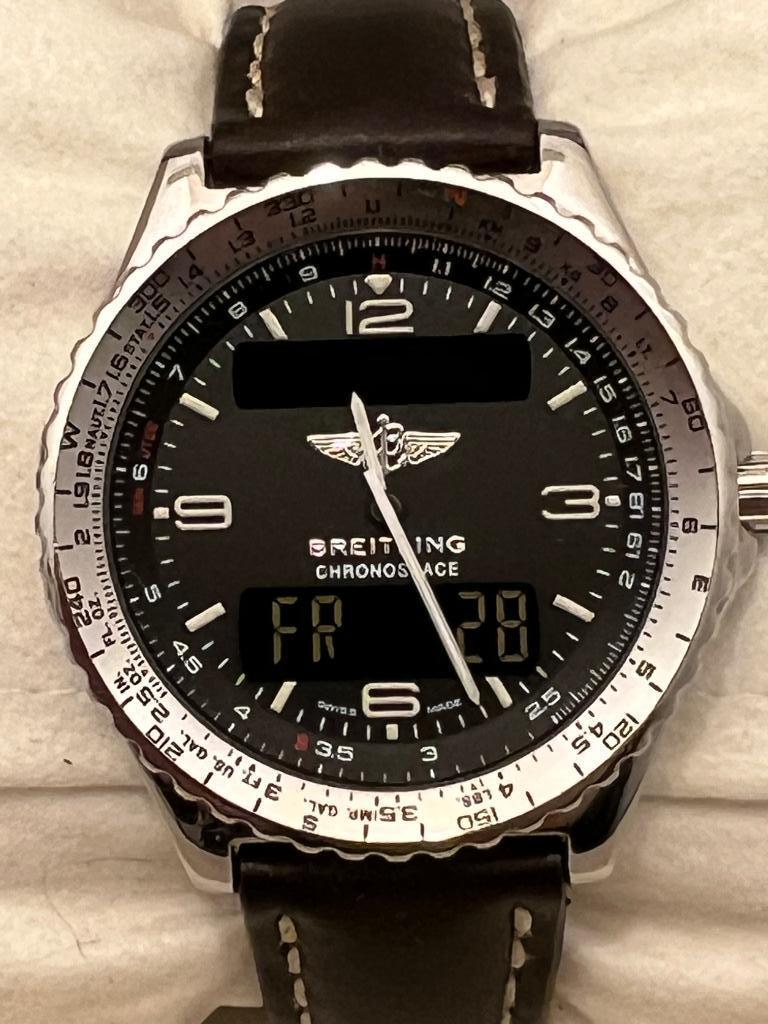 Breitling Chronospace A56012.4 Quartz, Leer, Staal, Breitling, Polshorloge