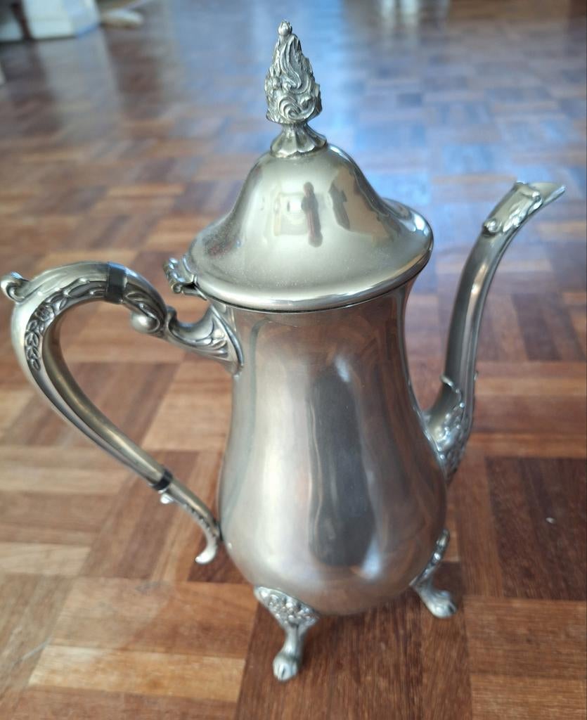 Te koop: verzilverde theekan Raimond, Antiek en Kunst, Antiek | Tin, Ophalen of Verzenden