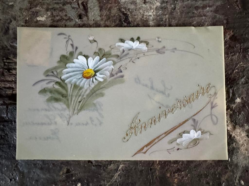 Oude kaart, bloemen handgeschilderd, 1906, Ophalen of Verzenden, Voor 1920