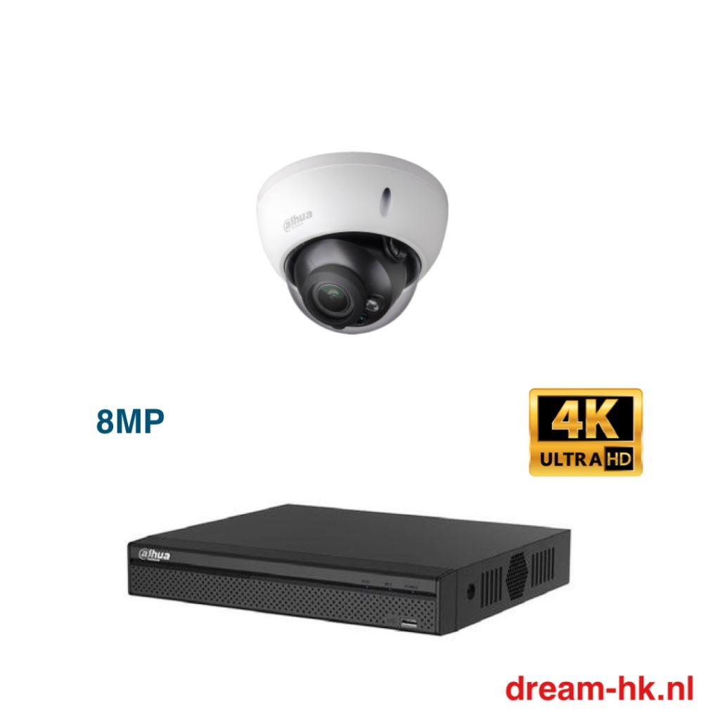 8MP Dahua IP POE camera set/4CH NVR+1x cameras(met zoom)