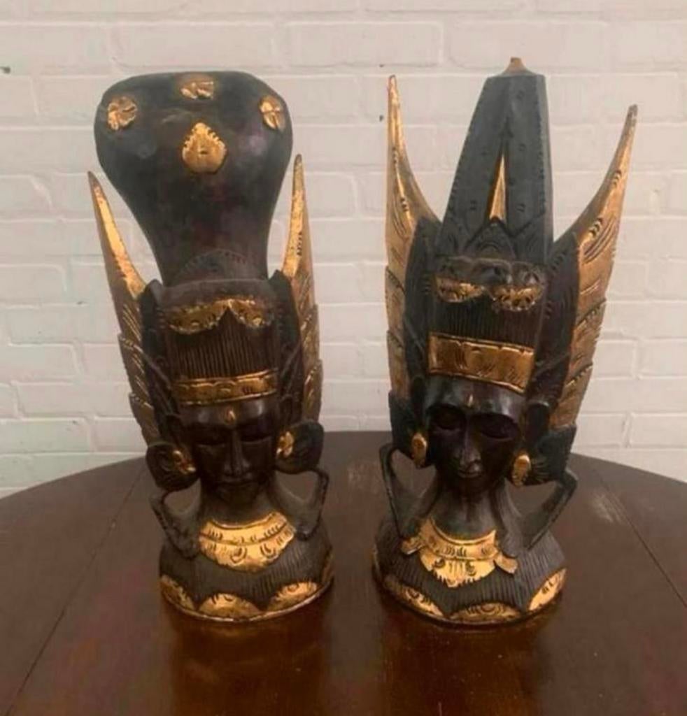 Maskers Bali Thailand Gold God Barong Wood Boeddha Mask, Antiek en Kunst, Kunst | Niet-Westerse kunst, Ophalen of Verzenden