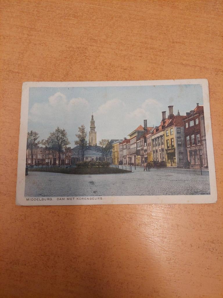 kaart . Middelburg dam met korenbeurs, Ophalen of Verzenden, 1920 tot 1940, Gelopen, Zeeland