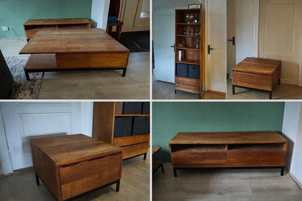 Massieve Teakhouten Meubelset – Complete Set, Huis en Inrichting, Ophalen