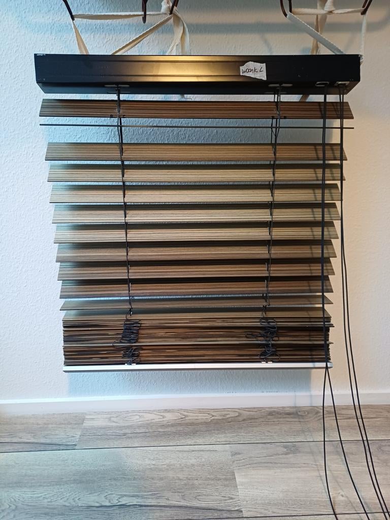 Luxaflex houten jaloezieën set (3 stuks), Gebruikt, Bruin, Natuurlijk, 150 tot 200 cm