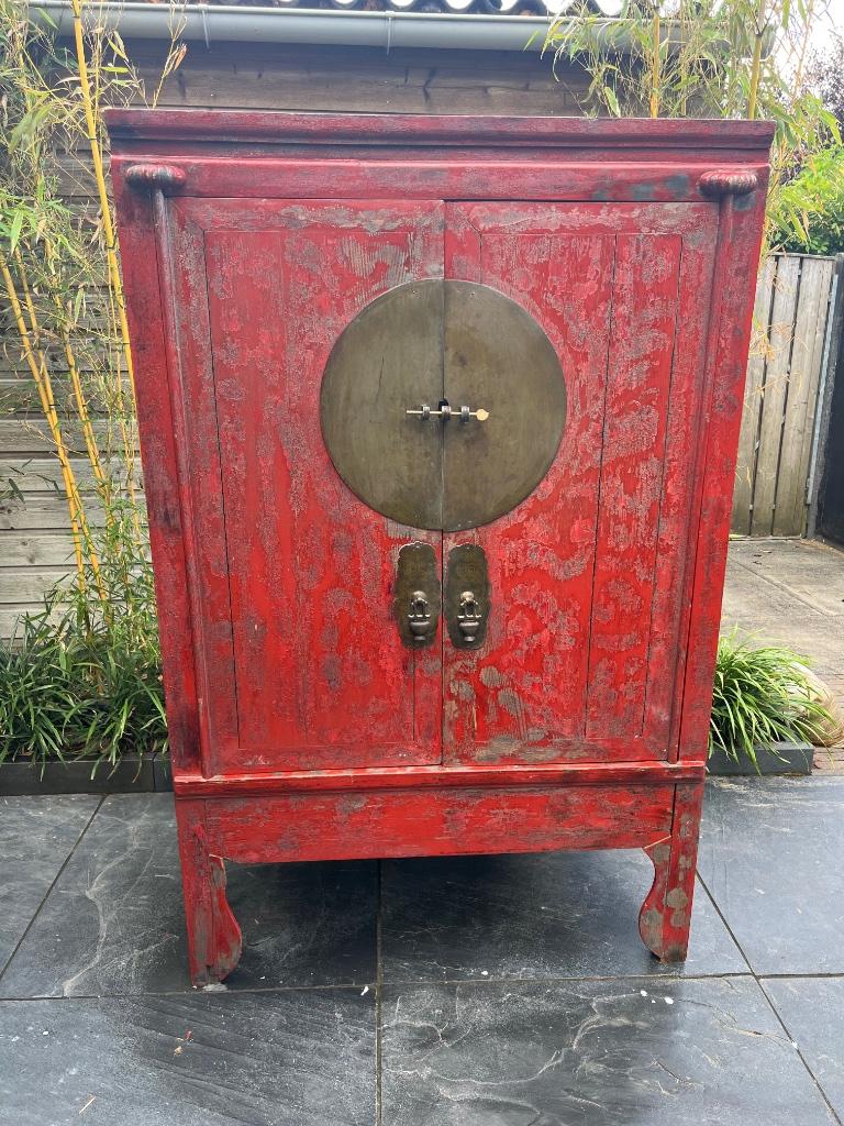 Chinese bruidskast oud vintage kast Chinees aziatisch rood, Verburgt Vintage, Gebruikt, Ophalen of Verzenden, https://verburgtvintage.nl/#contact
