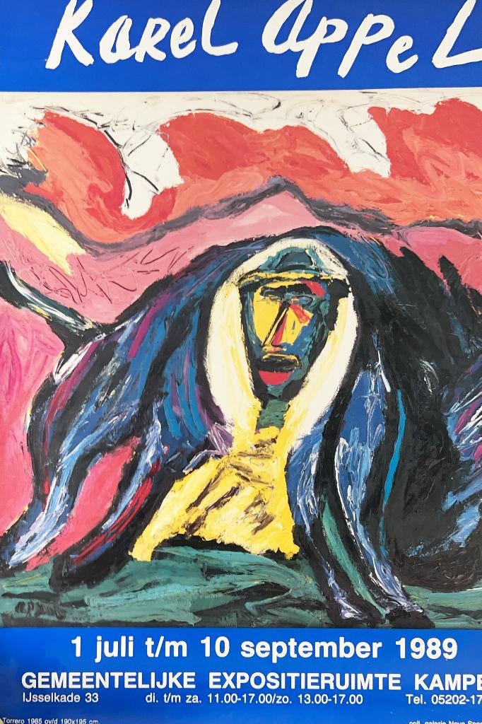Karel Appel – Affiche tentoonstelling Kampen (1989), Verzamelen, Rechthoekig Staand, Verzenden, Deurposter of groter, Zo goed als nieuw