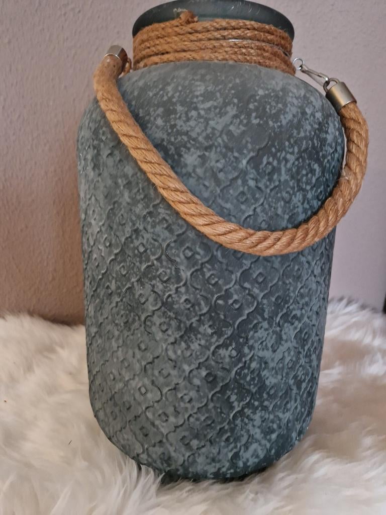 Decoratieve blauwe lantaarn met touw, Ophalen, Overige materialen, Groen, 25 tot 50 cm