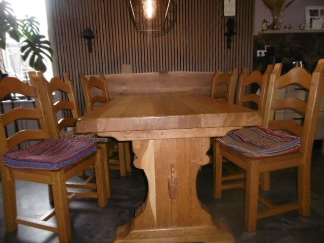Eettafel, Ophalen, Gebruikt, Eikenhout, Kloostertafel.