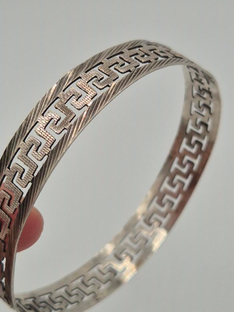 Zilveren Meander Armband 900 Zilver, Sieraden, Tassen en Uiterlijk, Armbanden, Verzenden, Gebruikt, Zilver, Zilver