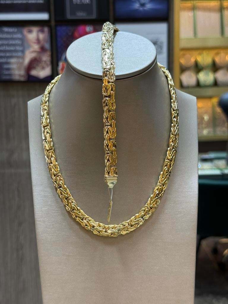 18KT Goud - 41.2 Gram - Ketting + Armband - PLATTE KONINGS, Ophalen, Nieuw, Goud, Goud