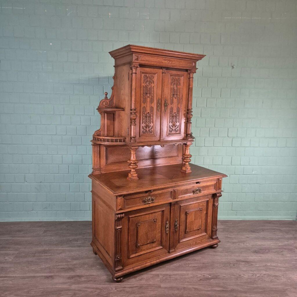 27364 Buffetkast Kast Gründerzeit 1880 Eiken, Eikenhout, Zo goed als nieuw, 50 tot 75 cm, Met deur(en)