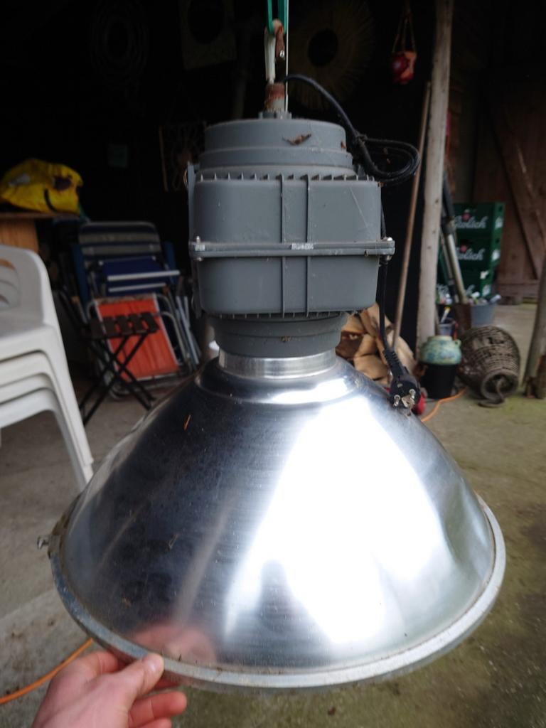 Industriële hanglamp, Huis en Inrichting, Lampen | Hanglampen, Ophalen, Gebruikt, 50 tot 75 cm, Metaal