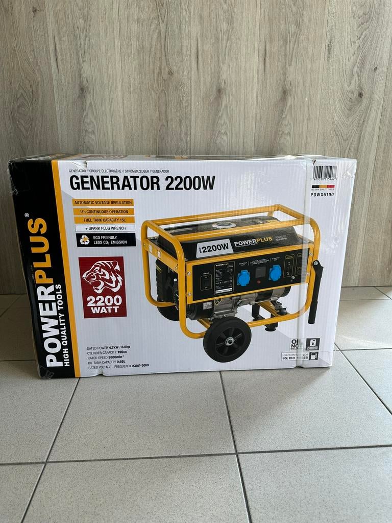 Powerplus powx5100 benzine aggregaat 2200w, Ophalen, Nieuw