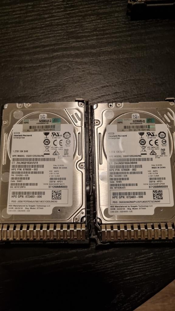2x HPE 1.2TB 10K SAS Harde Schijven, Intern, Gebruikt, SAS, HDD