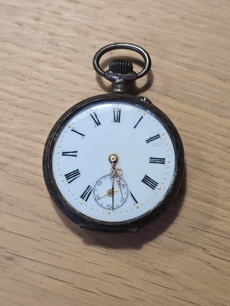 Zilveren Remontoir Cylindre Zakhorloge €89, Ophalen of Verzenden, Zilver, Overige merken, 1900 tot 1930
