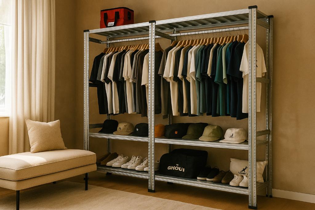 Stoere metalen kledingkast, Huis en Inrichting, Kasten | Kledingkasten, Nieuw, 200 cm of meer, 200 cm of meer, 25 tot 50 cm, Met lade(s)