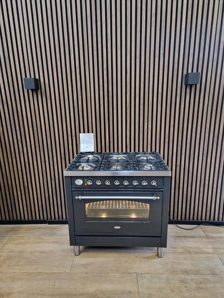 Prachtige Boretti Antraciet Fornuis 6-pits (Gratis Bezorgen), 5258sh, 60 cm of meer, Ophalen of Verzenden, Zo goed als nieuw