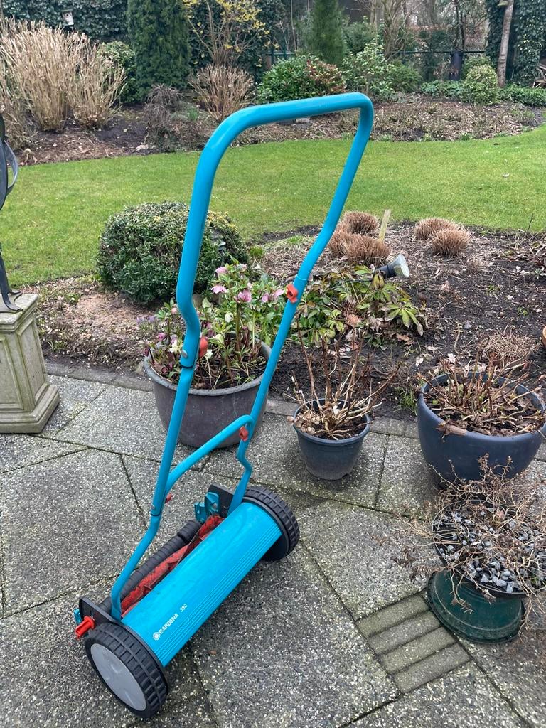 Handgrasmaaier Gardena, Tuin en Terras, Grasmaaiers, Kooimesmaaier, Ophalen of Verzenden, Gebruikt