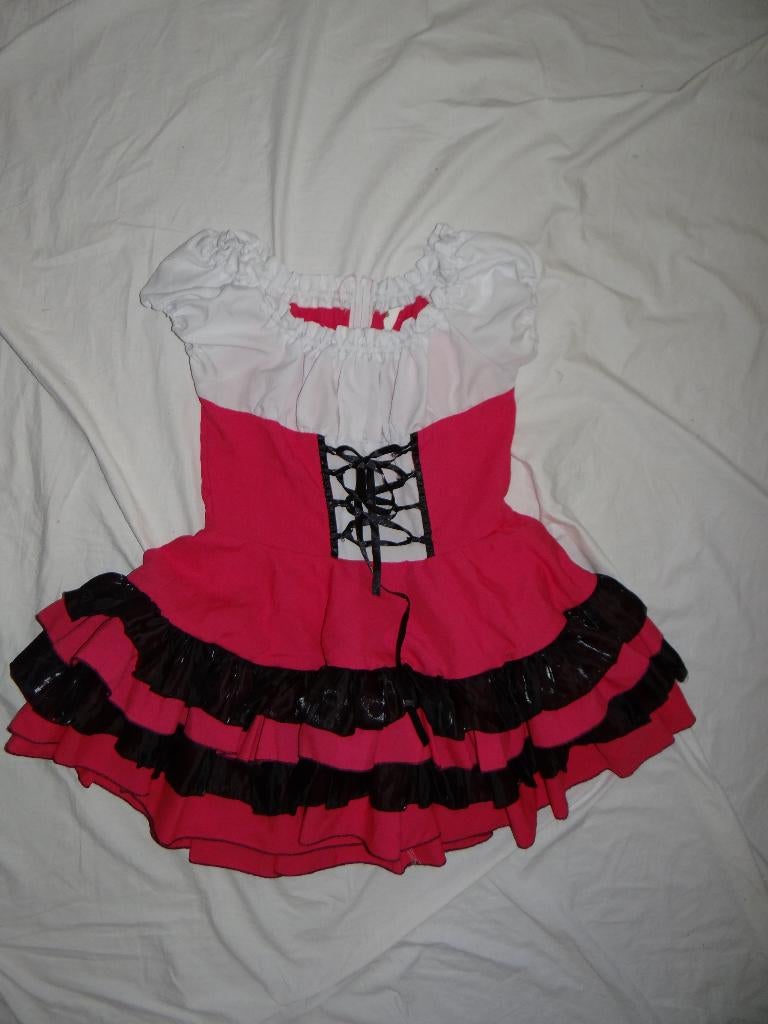 Leuk roze/zwart/wit ZIGEUNER/GYPSY jurkje + hoofddoek, Ophalen, Carnaval, Kleding, Maat 36 (S)