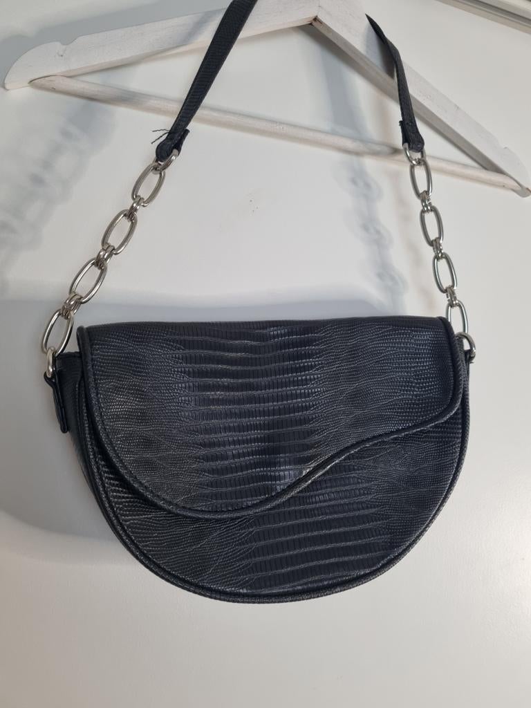 Tas schouder handtas zwart croco slang print, Sieraden, Tassen en Uiterlijk, Tassen | Damestassen, Ophalen of Verzenden, Zo goed als nieuw