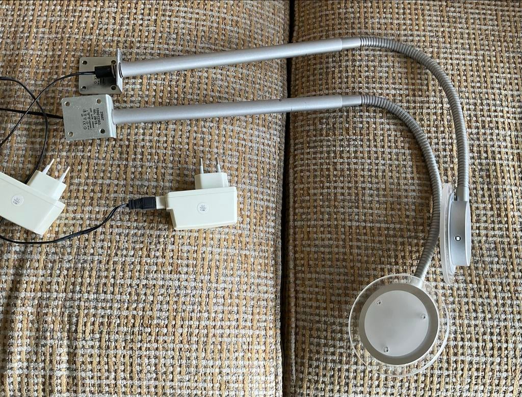2 LED bedlampjes met flexibele arm, Ophalen of Verzenden, Gebruikt, Metaal